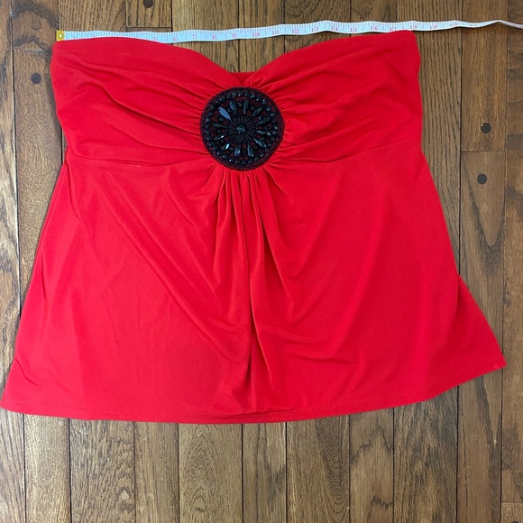 Sold TORRID RED black medallion BABYDOLL TUBE TOP - Picture 2 of 10